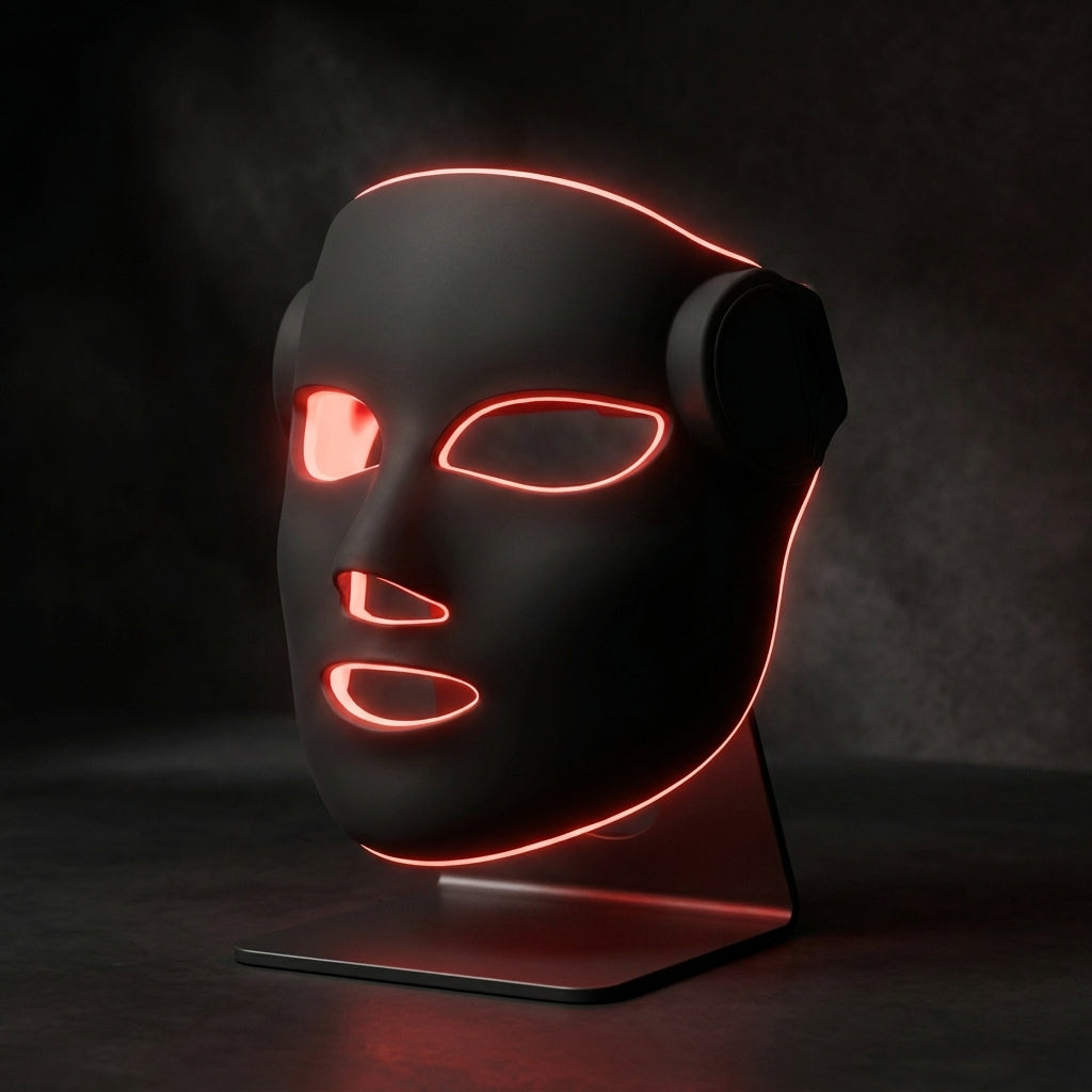 REVYVE Laser Mask glowing with red LED light therapy