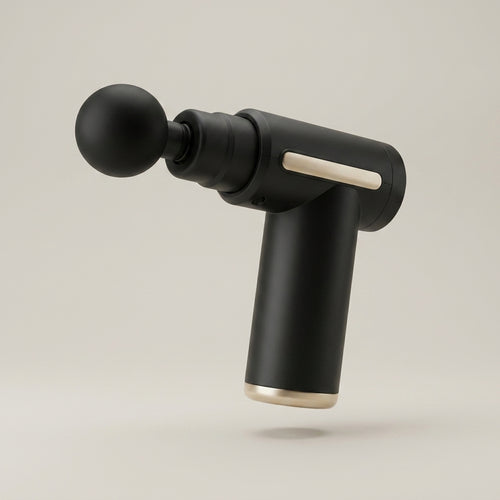 REVYVE Massage Gun – matt svart med gulddetalj